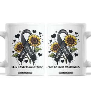Sunflower Skin Cancer Awareness Coffee Mug Brave Strong Resilient TS12 White Print Your Wear