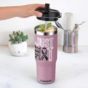 Skin Cancer Warrior Awareness Fighter Flip Straw Tumbler Just Cure It TS12 One Size: 30 oz Light Pink Print Your Wear