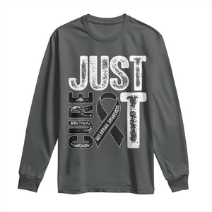 Skin Cancer Warrior Awareness Fighter Long Sleeve Shirt Just Cure It TS12 Dark Heather Print Your Wear