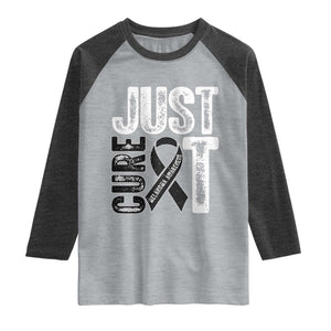 Skin Cancer Warrior Awareness Fighter Raglan Shirt Just Cure It TS12 Heather Gray Heather Charcoal Print Your Wear