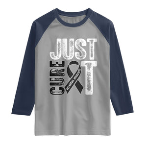 Skin Cancer Warrior Awareness Fighter Raglan Shirt Just Cure It TS12 Sport Gray Navy Print Your Wear
