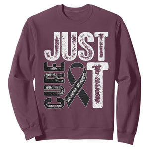 Skin Cancer Warrior Awareness Fighter Sweatshirt Just Cure It TS12 Maroon Print Your Wear