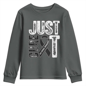 Skin Cancer Warrior Awareness Fighter Youth Sweatshirt Just Cure It TS12 Dark Heather Print Your Wear