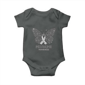 Just Cure It Baby Onesie Melanoma Warrior Butterfly Support TS12 Dark Heather Print Your Wear