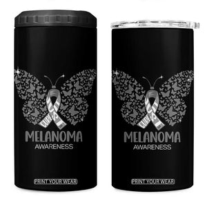 Just Cure It 4 in 1 Can Cooler Tumbler Melanoma Warrior Butterfly Support TS12 One Size: 16 oz Black Print Your Wear