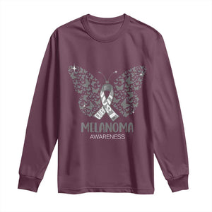 Just Cure It Long Sleeve Shirt Melanoma Warrior Butterfly Support TS12 Maroon Print Your Wear