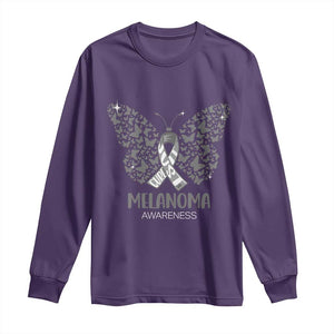 Just Cure It Long Sleeve Shirt Melanoma Warrior Butterfly Support TS12 Purple Print Your Wear