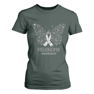 Just Cure It T Shirt For Women Melanoma Warrior Butterfly Support TS12 Dark Forest Green Print Your Wear