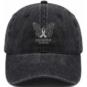 Just Cure It Washed Cotton Baseball Cap Melanoma Warrior Butterfly Support TS12 Print Your Wear