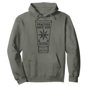 Practice Safe Sun Hoodie Funny Melanoma Skin Cancer Graphic TS12 Military Green Print Your Wear