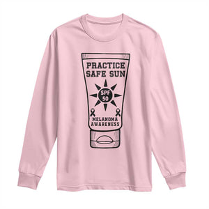 Practice Safe Sun Long Sleeve Shirt Funny Melanoma Skin Cancer Graphic TS12 Light Pink Print Your Wear
