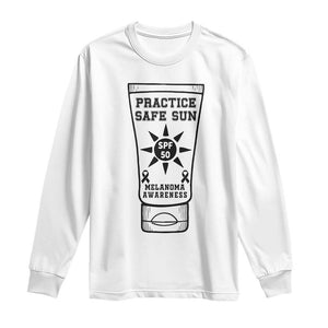 Practice Safe Sun Long Sleeve Shirt Funny Melanoma Skin Cancer Graphic TS12 White Print Your Wear