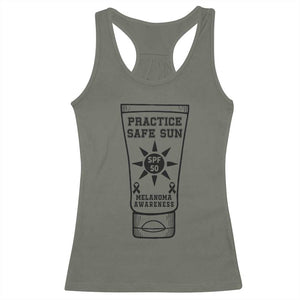 Practice Safe Sun Racerback Tank Top Funny Melanoma Skin Cancer Graphic TS12 Military Green Print Your Wear