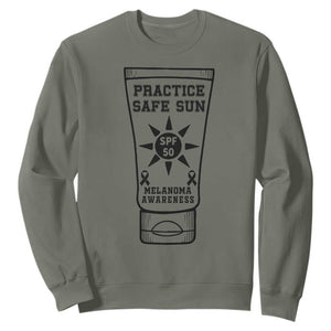 Practice Safe Sun Sweatshirt Funny Melanoma Skin Cancer Graphic TS12 Military Green Print Your Wear