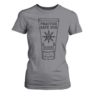 Practice Safe Sun T Shirt For Women Funny Melanoma Skin Cancer Graphic TS12 Charcoal Print Your Wear