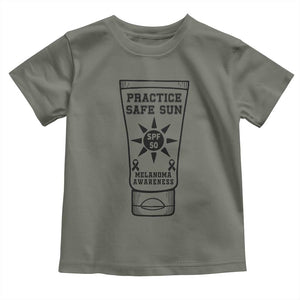 Practice Safe Sun Toddler T Shirt Funny Melanoma Skin Cancer Graphic TS12 Military Green Print Your Wear