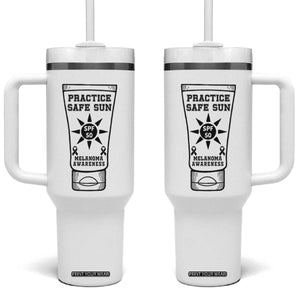 Practice Safe Sun Tumbler With Handle Funny Melanoma Skin Cancer Graphic TS12 One Size: 40 oz White Print Your Wear