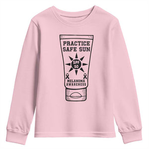 Practice Safe Sun Youth Sweatshirt Funny Melanoma Skin Cancer Graphic TS12 Light Pink Print Your Wear