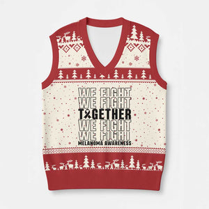 Melanoma Support Warrior V-Neck Knit Sweater Vest We Fight Together TS12 Beige Red Print Your Wear