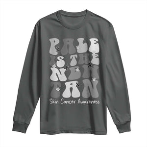 Skin Cancer Warrior Long Sleeve Shirt Pale Is The New Tan TS12 Dark Heather Print Your Wear