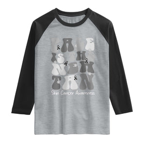 Skin Cancer Warrior Raglan Shirt Pale Is The New Tan TS12 Heather Gray Black Print Your Wear