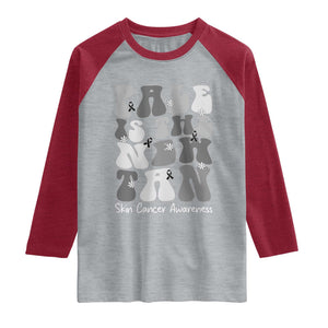 Skin Cancer Warrior Raglan Shirt Pale Is The New Tan TS12 Heather Gray Heather Red Print Your Wear