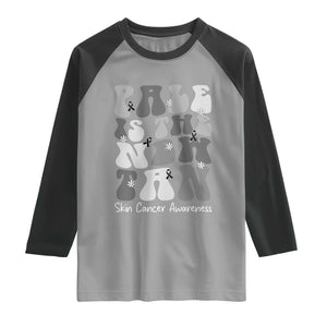 Skin Cancer Warrior Raglan Shirt Pale Is The New Tan TS12 Sport Gray Black Print Your Wear