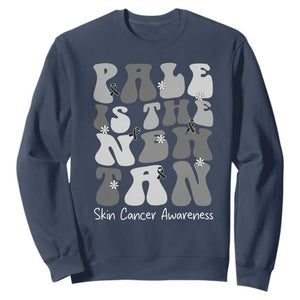 Skin Cancer Warrior Sweatshirt Pale Is The New Tan TS12 Navy Print Your Wear