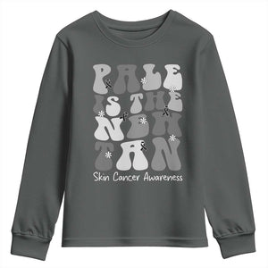 Skin Cancer Warrior Youth Sweatshirt Pale Is The New Tan TS12 Dark Heather Print Your Wear