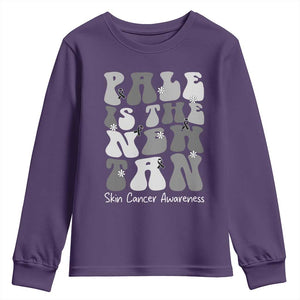 Skin Cancer Warrior Youth Sweatshirt Pale Is The New Tan TS12 Purple Print Your Wear