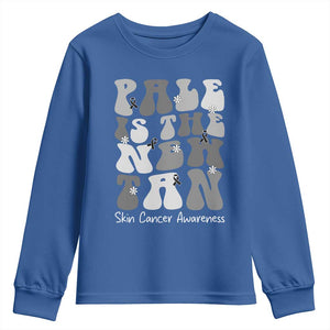 Skin Cancer Warrior Youth Sweatshirt Pale Is The New Tan TS12 Royal Blue Print Your Wear