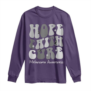 Faith Hope Cure Melanoma Awareness Long Sleeve Shirt Skin Cancer Fighter TS12 Purple Print Your Wear