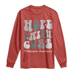 Faith Hope Cure Melanoma Awareness Long Sleeve Shirt Skin Cancer Fighter TS12 Red Print Your Wear