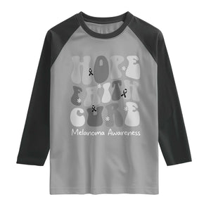 Faith Hope Cure Melanoma Awareness Raglan Shirt Skin Cancer Fighter TS12 Sport Gray Black Print Your Wear