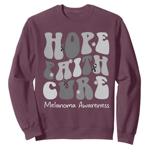 Faith Hope Cure Melanoma Awareness Sweatshirt Skin Cancer Fighter TS12 Maroon Print Your Wear