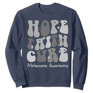 Faith Hope Cure Melanoma Awareness Sweatshirt Skin Cancer Fighter TS12 Navy Print Your Wear