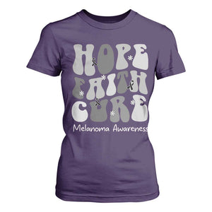 Faith Hope Cure Melanoma Awareness T Shirt For Women Skin Cancer Fighter TS12 Purple Print Your Wear