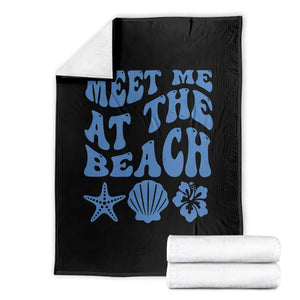 Meet Me At The Beach Throw Blanket Tropical Summer Vacation Graphic TS12 Black Print Your Wear