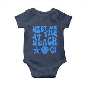 Meet Me At The Beach Baby Onesie Tropical Summer Vacation Graphic TS12 Navy Print Your Wear