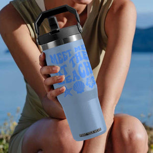 Meet Me At The Beach Flip Straw Tumbler Tropical Summer Vacation Graphic TS12 One Size: 30 oz Light Blue Print Your Wear