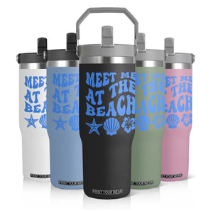 Meet Me At The Beach Flip Straw Tumbler Tropical Summer Vacation Graphic TS12 Print Your Wear