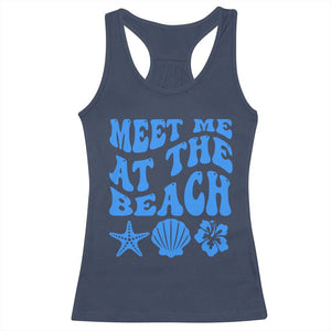 Meet Me At The Beach Racerback Tank Top Tropical Summer Vacation Graphic TS12 Navy Print Your Wear