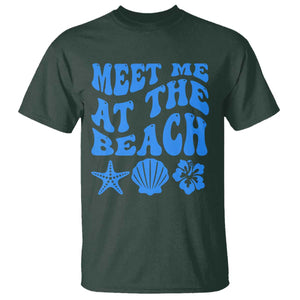 Meet Me At The Beach T Shirt Tropical Summer Vacation Graphic TS12 Dark Forest Green Print Your Wear