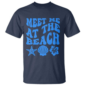 Meet Me At The Beach T Shirt Tropical Summer Vacation Graphic TS12 Navy Print Your Wear