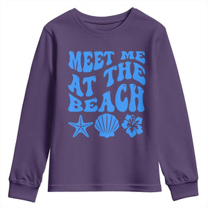Meet Me At The Beach Youth Sweatshirt Tropical Summer Vacation Graphic TS12 Purple Print Your Wear