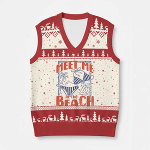 Meet Me At The Beach V-Neck Knit Sweater Vest Summer Girls Trip Bikini Lover Gift TS12 Beige Red Print Your Wear