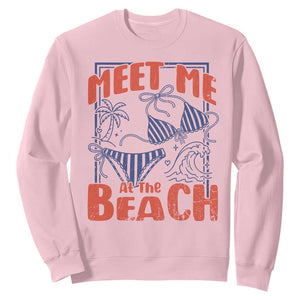 Meet Me At The Beach Sweatshirt Summer Girls Trip Bikini Lover Gift TS12 Light Pink Print Your Wear