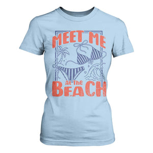 Meet Me At The Beach T Shirt For Women Summer Girls Trip Bikini Lover Gift TS12 Light Blue Print Your Wear