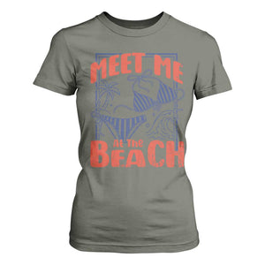 Meet Me At The Beach T Shirt For Women Summer Girls Trip Bikini Lover Gift TS12 Military Green Print Your Wear