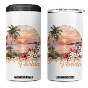 Daytona Beach Florida 4 in 1 Can Cooler Tumbler Tropical Palm Tree Ocean Travel Gift TS12 One Size: 16 oz White Print Your Wear
